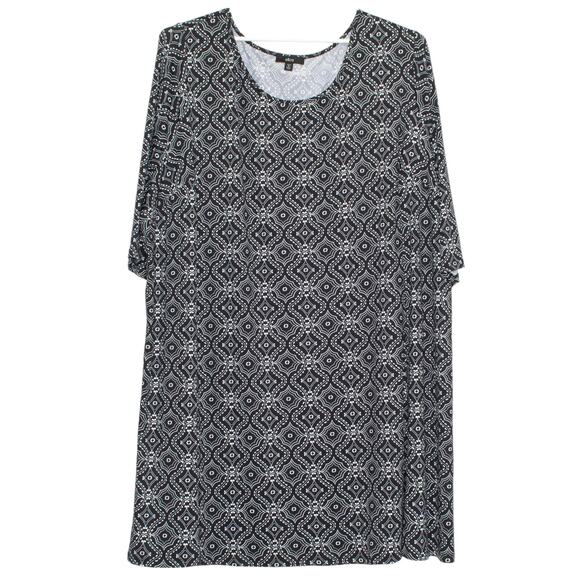 Ellos Womens Dress Shift 3/4 Sleeve Boho Minimalist Coastal Black White 5X IC - Picture 5 of 5